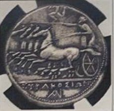 rv quadriga & trisceles obvi Arethusa & dolphins S-971type(17.15g) EF